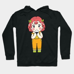 Kawaii Chibi Anime Girl eating a rice ball Hoodie